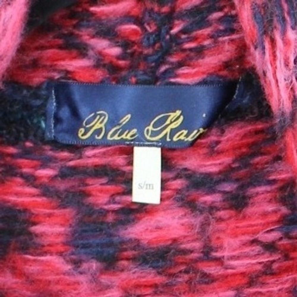Blue Rain $68 Sm/Medium Red Blue Aztec Pattern Open Front Draped Knit Cardigan - Picture 3 of 10